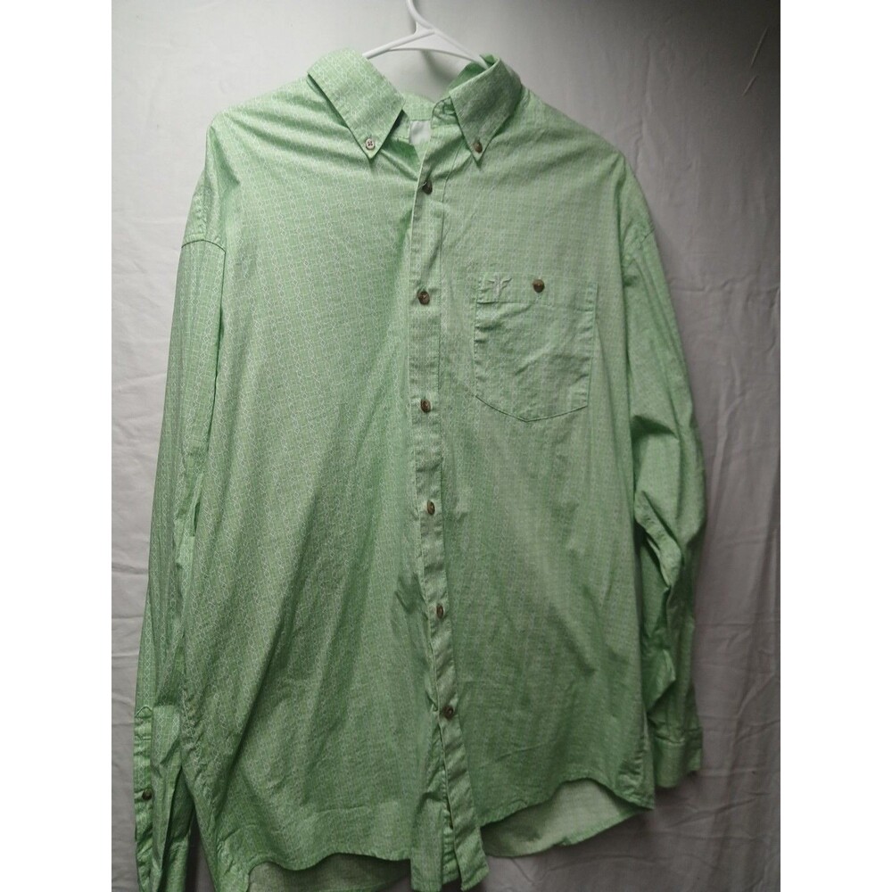 Wrangler 20X Shirt Mens XLarge Button Up Long Sleeve Western Cowboy Green Twill